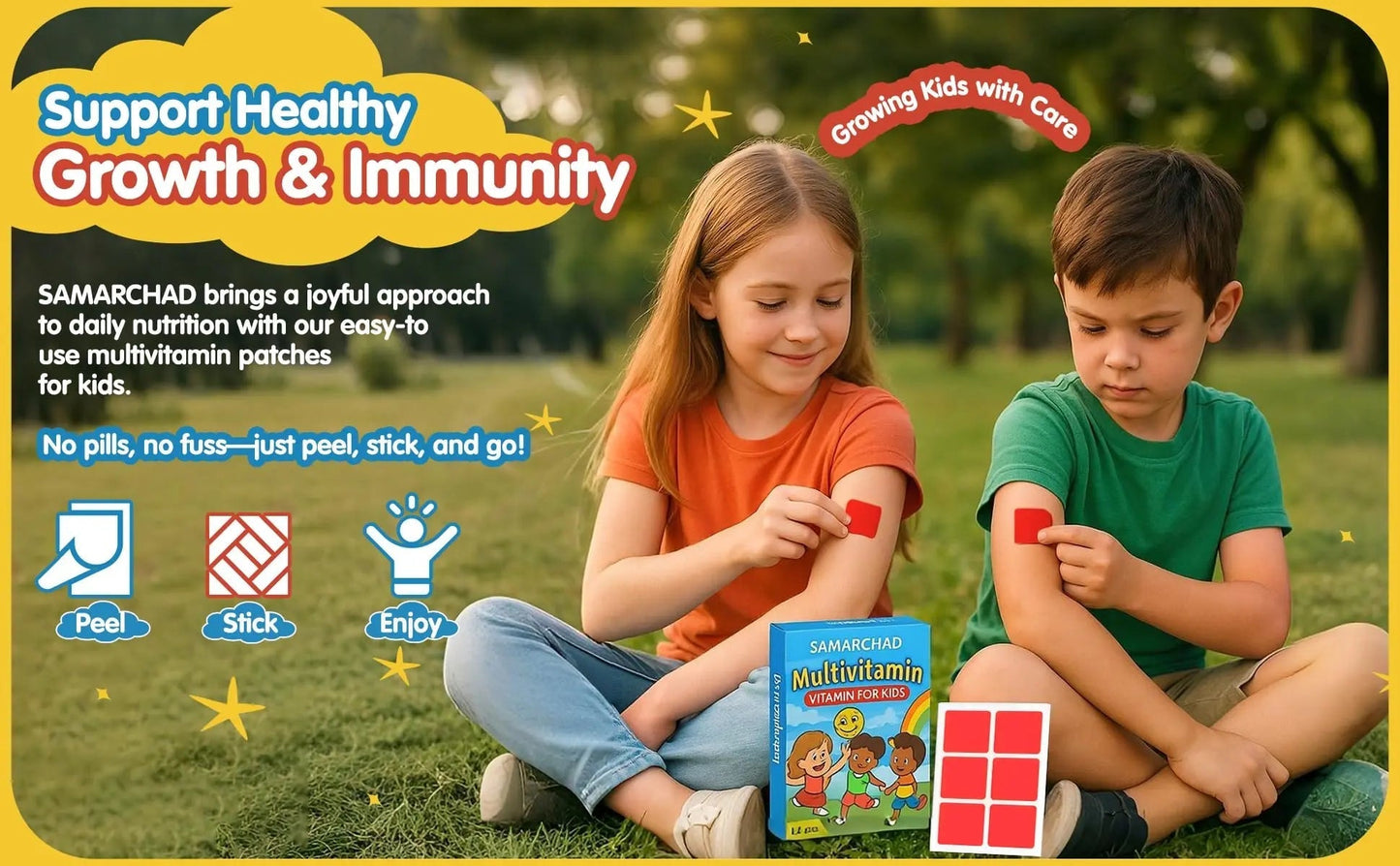 SAMARCHAD Kids Multivitamin Patches Daily Vitamin Patch for Children Natural, Sugar-Free No Swallowing Immune & Growth Support SAMARCHADBuy Supplements Australia