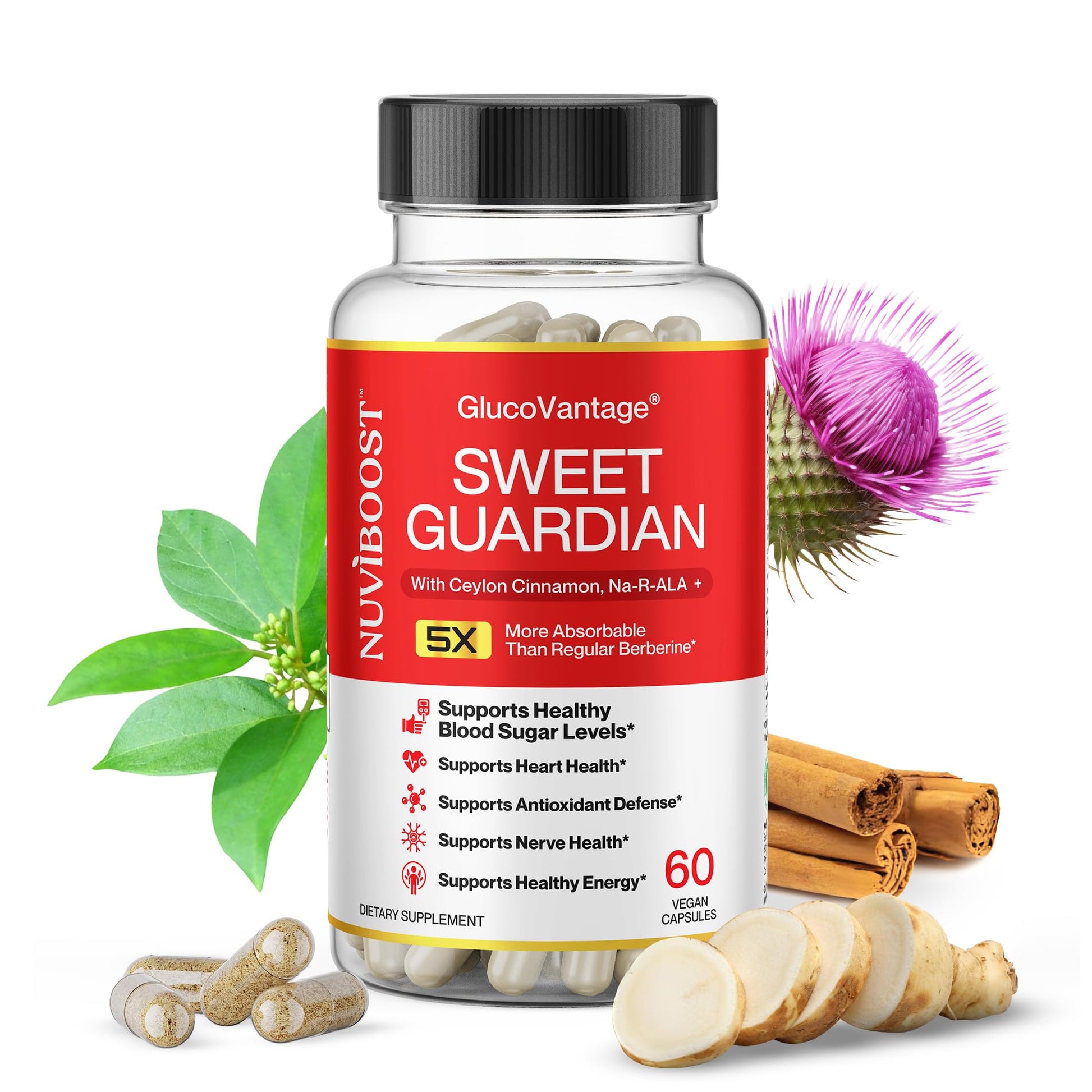 NUVIBOOST Super Dihydroberberine (GlucoVantage®) 200mg with Ceylon Cinnamon, Alpha Lipoic Acid, Selenium, Gymnema Sylvestre, Benfotiamine and Others for Overall Immunity. NUVIBOOSTBuy Supplements Australia