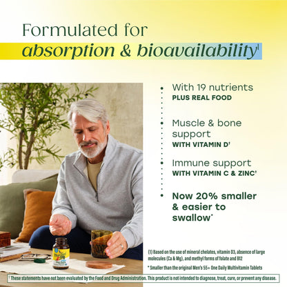 MegaFood Multivitamin for Men 55+ One Daily Mens Multivitamins, Methylated B12, Vitamin D3, C & Zinc MegaFoodBuy Supplements Australia