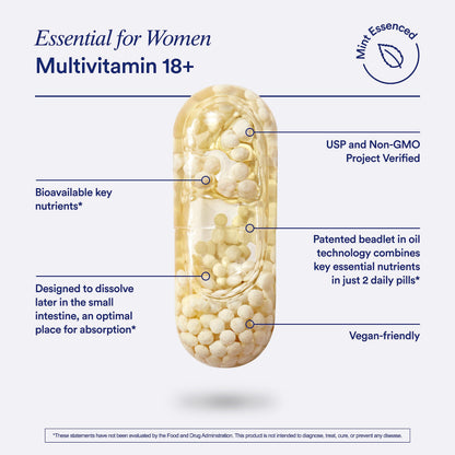 Ritual Multivitamin for Women 18+ with Vitamin D3 for Immune Support*, Vegan Omega 3 DHA, B12, Iron, Gluten Free, Non GMO, USP Verified, Mint RitualBuy Supplements Australia