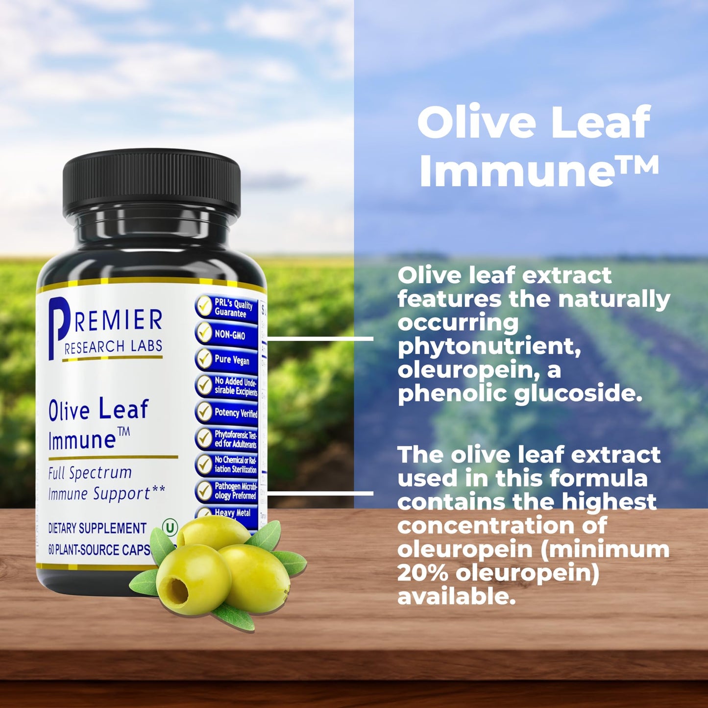 Premier Research Labs Olive Leaf Immune - Olive Leaf Extract Capsules, The Olive Leaf Pills with Phytonutrient Oleuropeinm, Herbal Supplement for Immune & Heart Health Support - 60 Vegetarian Capsules Premier Research LabsBuy Supplements Australia