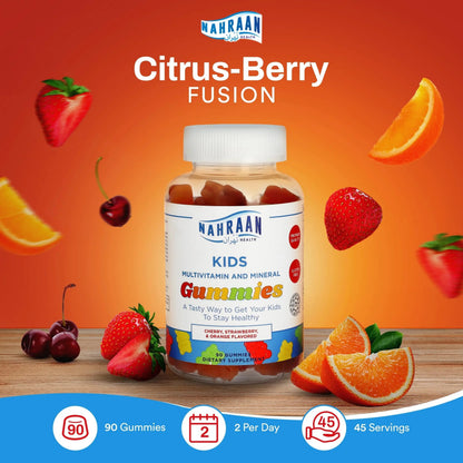 NAHRAAN HEALTH Halal Vitamins for Kids - Halal Multivitamins for Kids Vitamin A, C, D, E, B6, B12 - Non-GMO Vegetarian, Halal Gummies - 90 Count NAHRAAN HEALTH