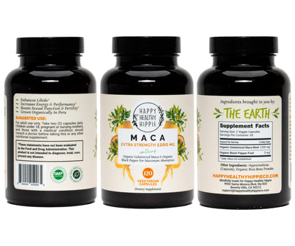 Organic Maca Root Capsules 1200 mg – Libido Booster for Women Fast Acting & Potent | Female Maca Supplement | Energy Pills from Peru | Includes Black Pepper for High Absorption | Vegan, 120 Ct Happy Healthy HippieBuy Supplements Australia