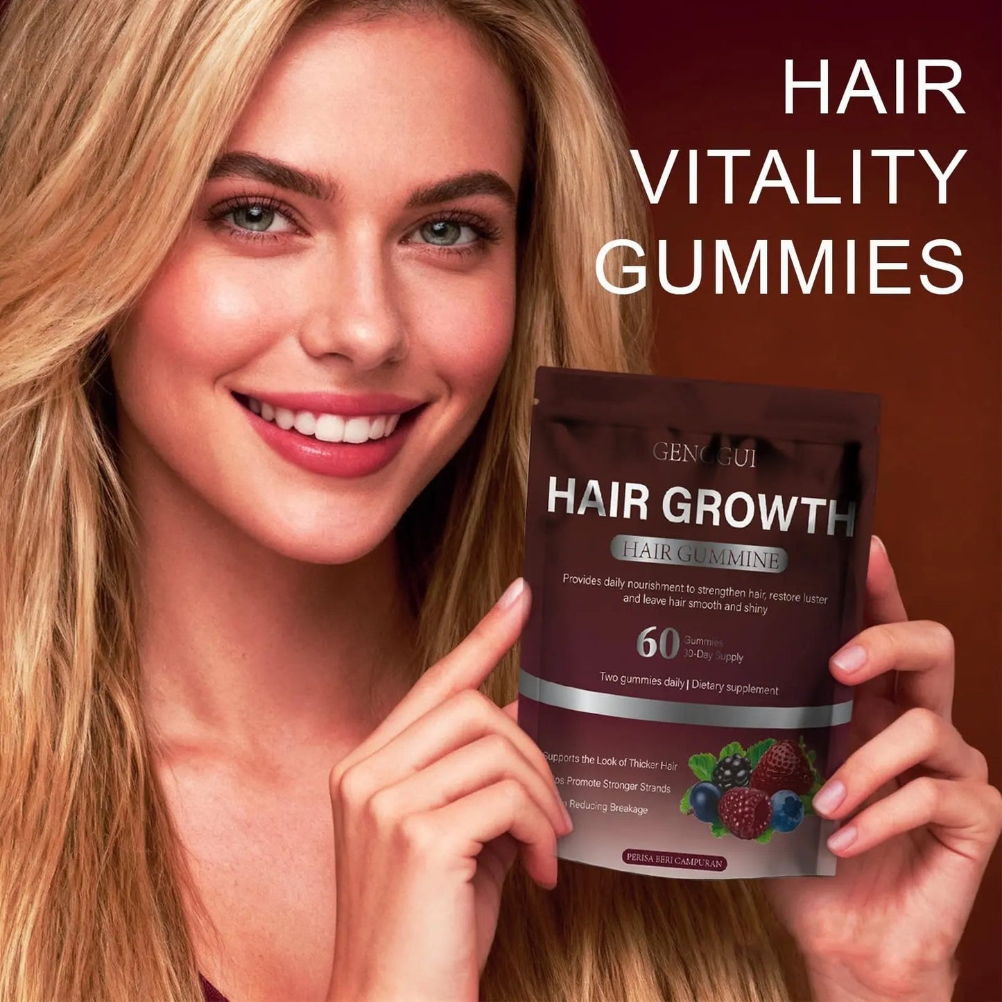 GENGGUI Hair Growth Gummies for Women - Hair Vitamins with Biotin & Silica for Faster Growth - Hair Growth Accelerator Supplement GENGGUIBuy Supplements Australia