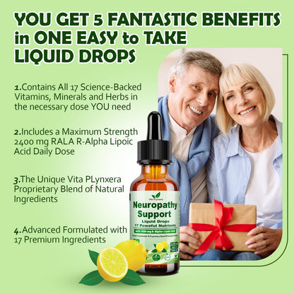 Neuropathy Supplements Liquid Drops, Advance 17-in-1 Stabilized R-Alpha Lipoic Acid (R-ALA) w. Acetyl L-Carnitine Vitamin B-Complex Magnesium, High Potency R-Lipoic Acid for Nerve Antioxidant Energy Vita PLynxeraBuy Supplements Australia