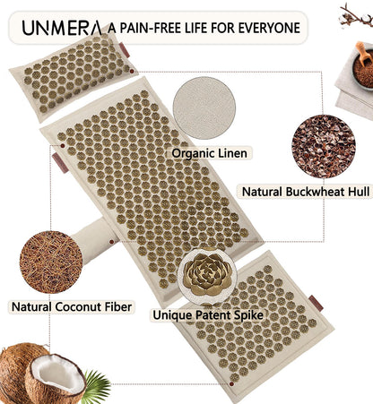 UNMERA Acupressure Mat and Pillow Set,Natural Premium Linen & Coconut Fiber Filling UNMERABuy Supplements Australia