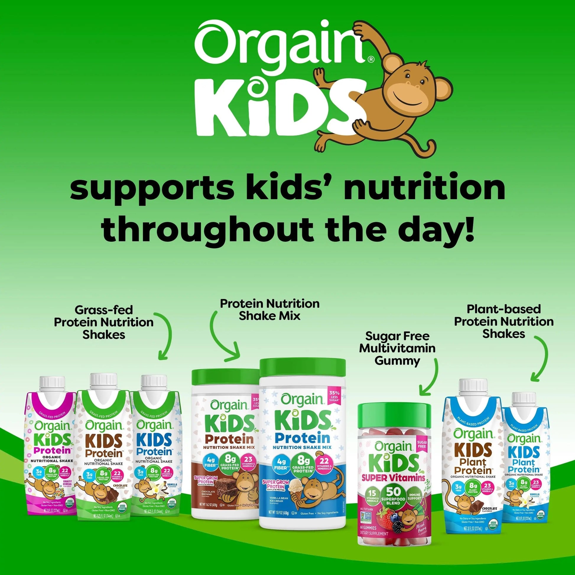 Orgain Kids Sugar Free Multivitamin Gummies, Vegan & Plant Based, 50 Superfoods, 15 Vitamins and Minerals, Immune Support and 3g of Fiber OrgainBuy Supplements Australia