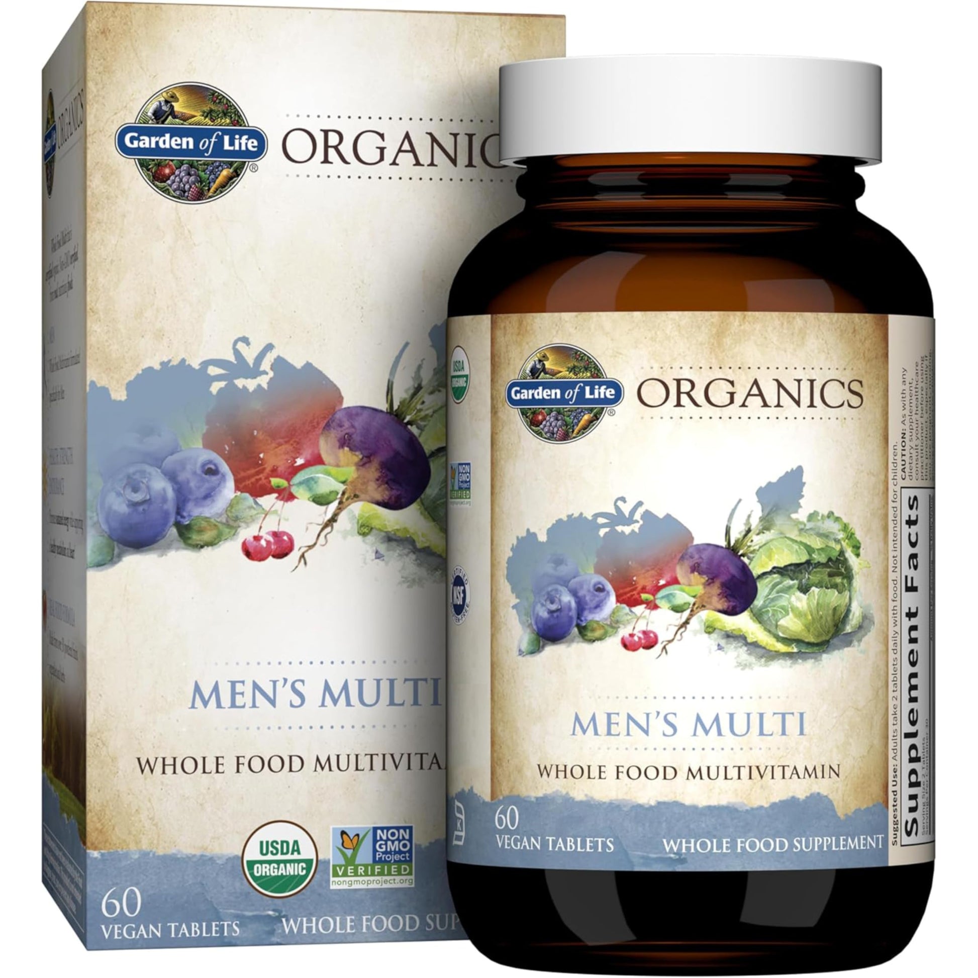 Garden of Life Organics Whole Food Multivitamin for Men, 60 Tablets, Vegan Mens Vitamins and Minerals for Health and Well-Being Garden of LifeBuy Supplements Australia