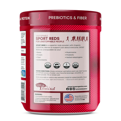 Terra Kai Organics Juce SR7 Sport Reds Organic Fruit & Veggies w/Pea Protein | 43 Superfoods, Antioxidants, Mushrooms, Beets, Herbal Adaptogens, Probiotic, Fiber, Garden Berry Flavor (30 Servings) Terra Kai OrganicsBuy Supplements Australia