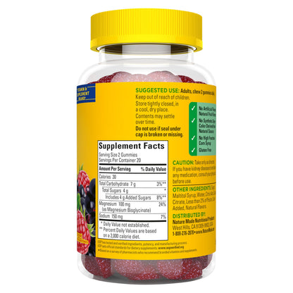 Nature Made High Absorption Magnesium Glycinate Gummies 100 mg per Serving, Muscle, Nerve, Bone and Heart Support