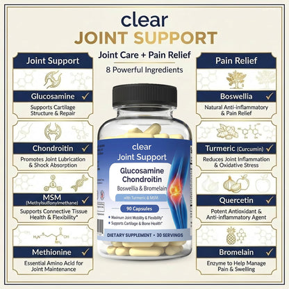 Glucosamine Chondroitin MSM with Turmeric & Boswellia 540 Capsules | 8-in-1 Joint Support Supplement for Flexibility & Mobility | Joint Supplement for Men & Women – Supports Back, Knees, Hips & Joints Clear ProbioticsBuy Supplements Australia
