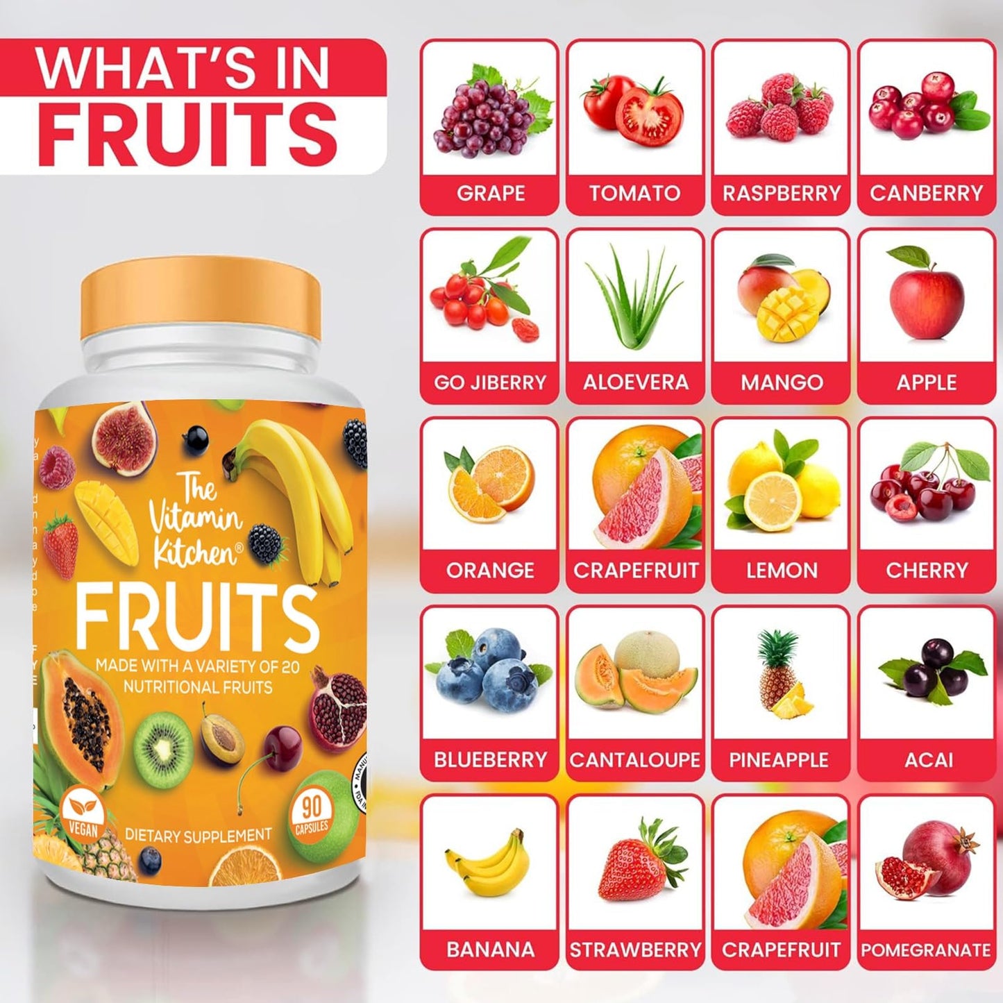 The Vitamin Kitchen Fruit and Veggie Supplements-90 Fruits, 90 Veggies Capsules The Vitamin KitchenBuy Supplements Australia