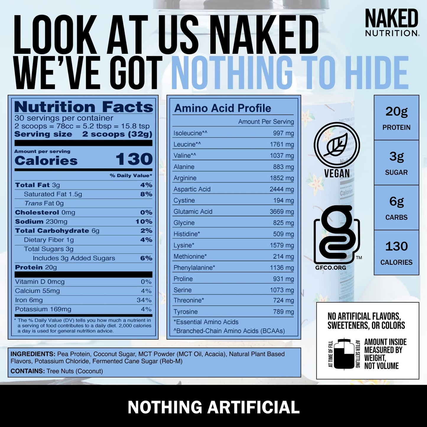 NAKED nutrition Naked Shake - Vanilla Protein Powder - Plant Based Protein Shake NAKEDBuy Supplements Australia