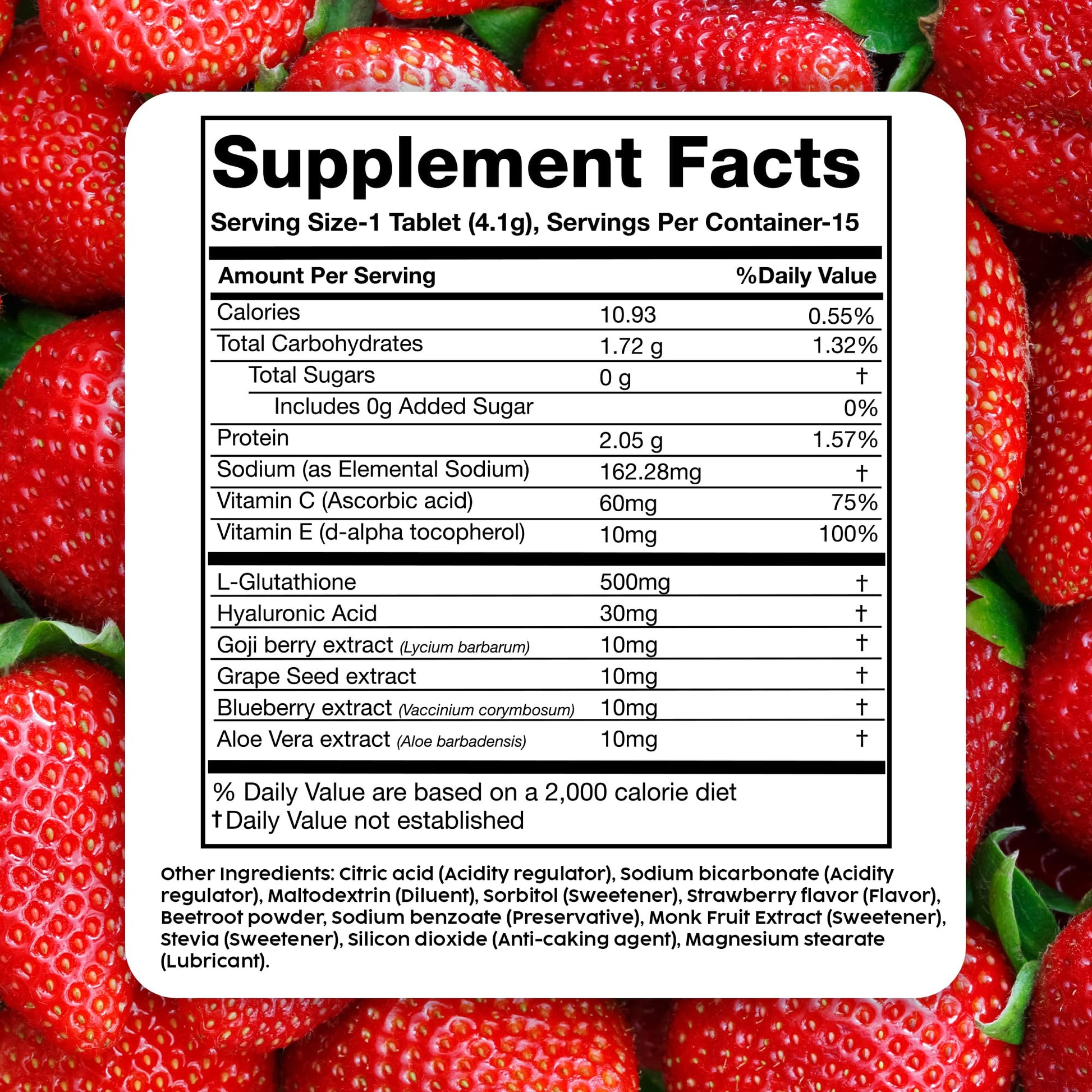 PLIX Glowy Skin 500mg Glutathione Supplement with Hyaluronic Acid, Vitamin C, E & Berries | 30 Effervescent Tablets, Strawberry Flavor PLIX - THE PLANT FIXBuy Supplements Australia