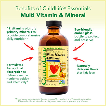CHILDLIFE ESSENTIALS Kids Multivitamin & Mineral - Kids Vitamins, Liquid Multivitamin for Kids, Toddler Multivitamins, Liquid Vitamins, Baby Multivitamin - Natural Orange & Mango, 8 Fl Oz (Pack of 4) CHILDLIFE ESSENTIALSBuy Supplements Australia