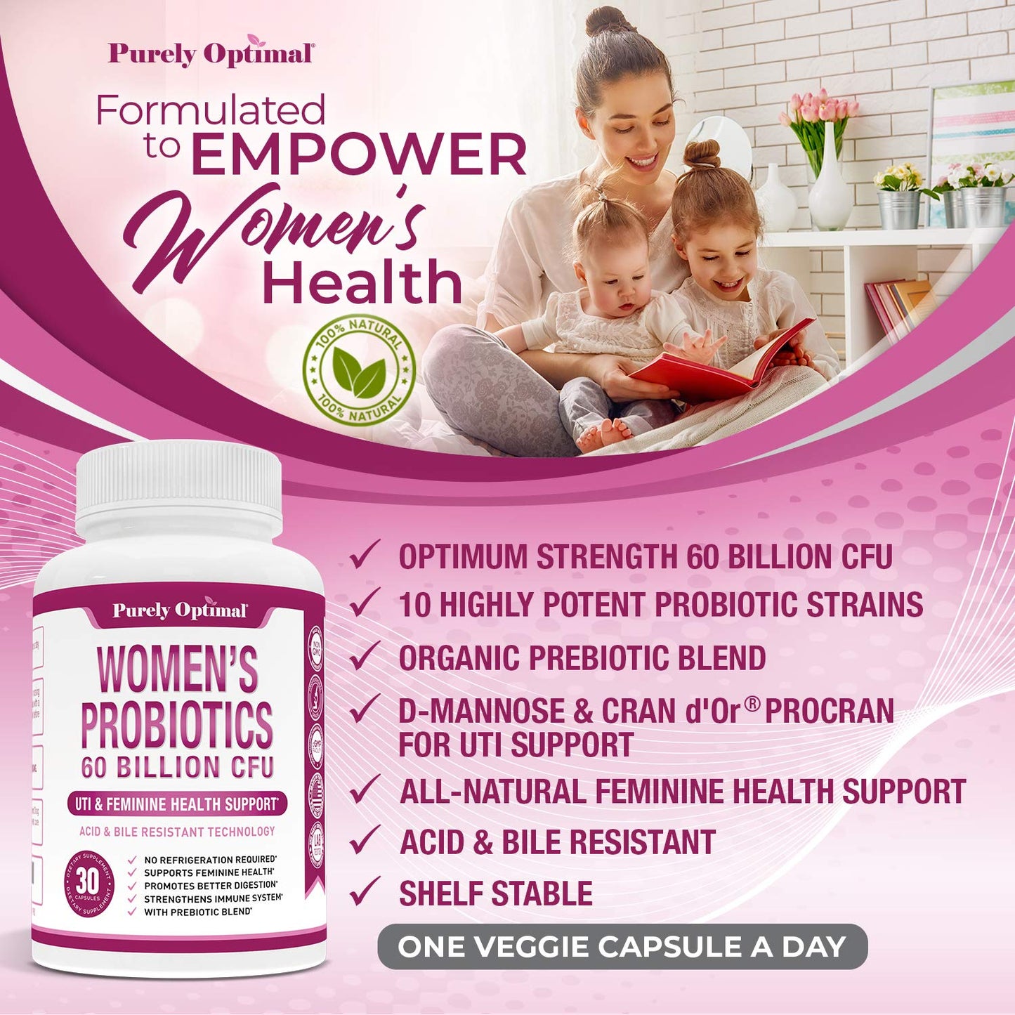 Premium Probiotics for Women - 60 Billion CFU, Dr. Formulated Prebiotics & Probiotics Purely OptimalBuy Supplements Australia
