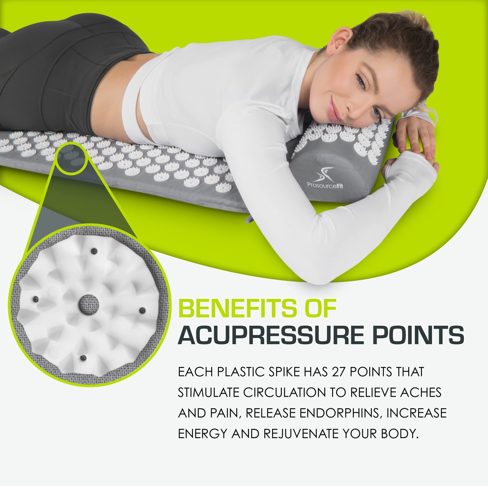 ProsourceFit Acupressure Mat and Pillow Set for Back/Neck Pain Relief and Muscle Relaxation ProsourceFitBuy Supplements Australia