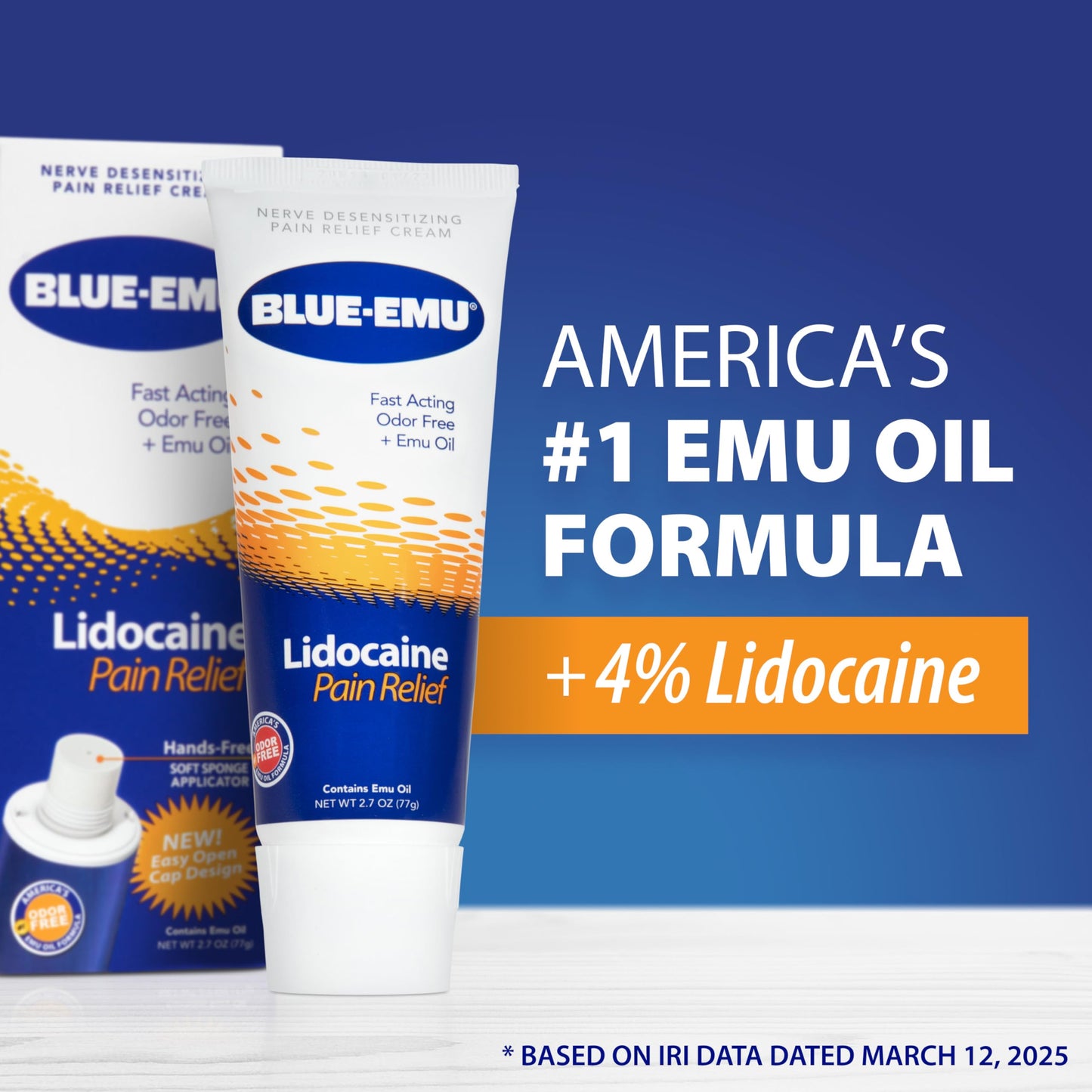 BLUE-EMU Lidocaine Pain Relief Cream for Fast, Numbing Relief, 2.7 Oz, 1 Pack BLUE-EMUBuy Supplements Australia
