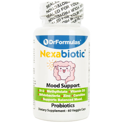 DrFormulas Mood Boost Probiotics for Stress and Calm, Methylfolate for Kids, Women, Men | Nexabiotic Supplement with Bifidobacterium and B-12, 60 Count DrFormulasBuy Supplements Australia