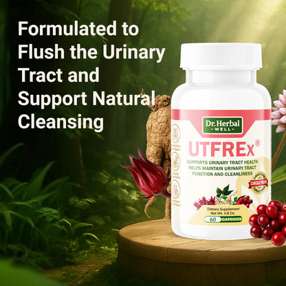 DR. HERBAL WELL UTFREX Clinically Proven Urinary Tract UTI Health Supplement Natural Support Cleanse Flush Protect (No Probiotics & D-Mannose) – 60 Capsules DR. HERBAL WELLBuy Supplements Australia