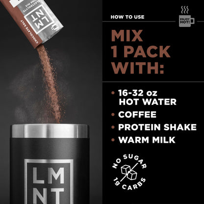 LMNT Zero-Sugar Electrolytes - Hot Chocolate Salt - Hydration Powder Packets Drink LMNTBuy Supplements Australia