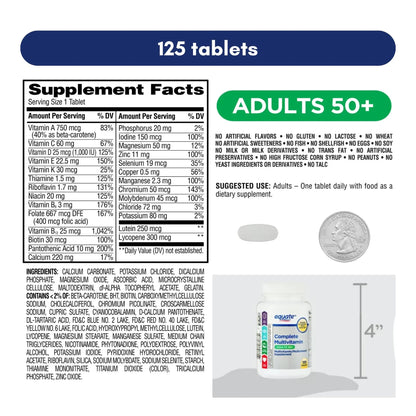 Equate Adult 50+ One Daily Complete Multivitamin Multimineral Supplement Tablets, Healthy Brain Aus Healthcare