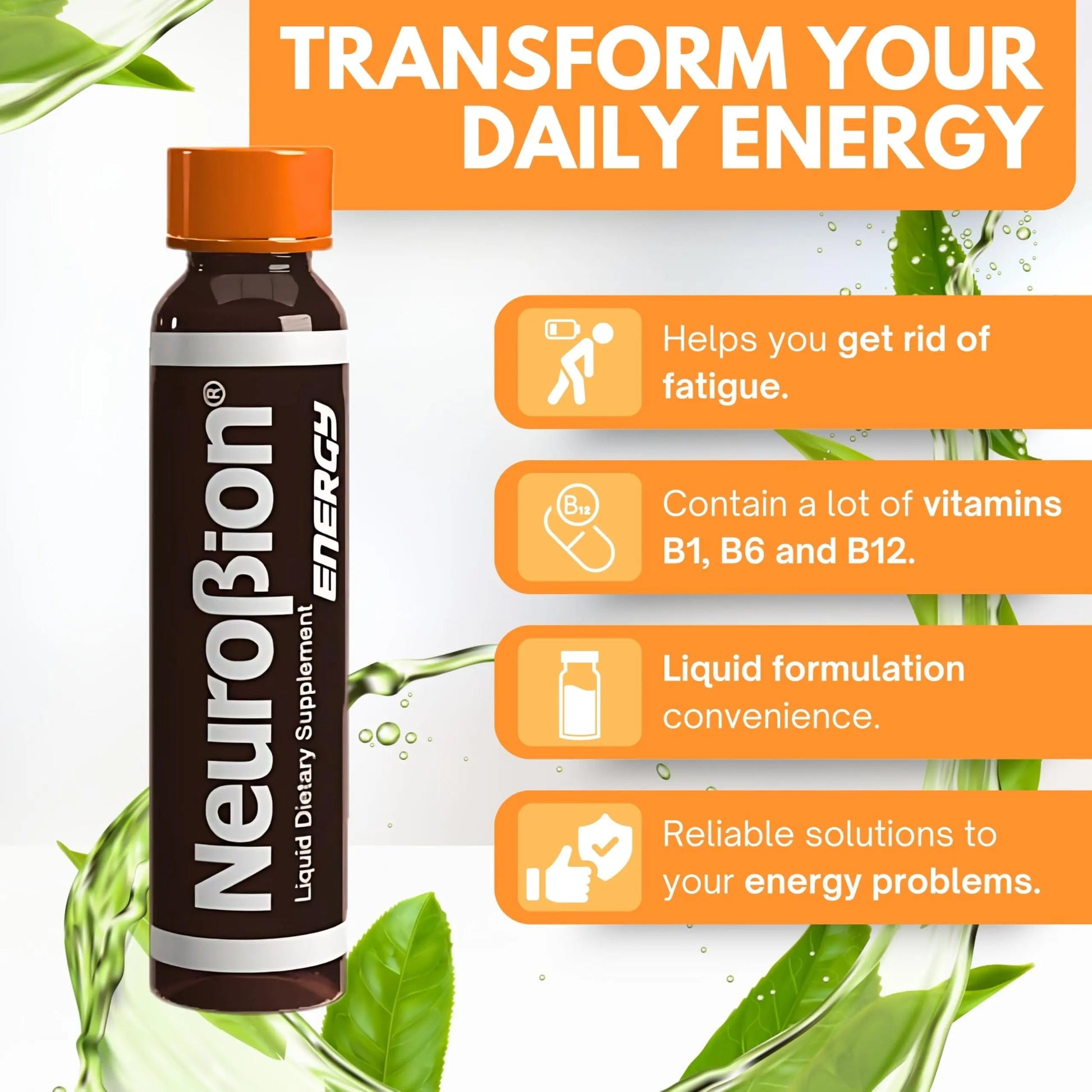 Neurobion Energy Liquid Dietary Supplement Multivitamins + Enegy Blend 10 vials x 250 ml Neurobion