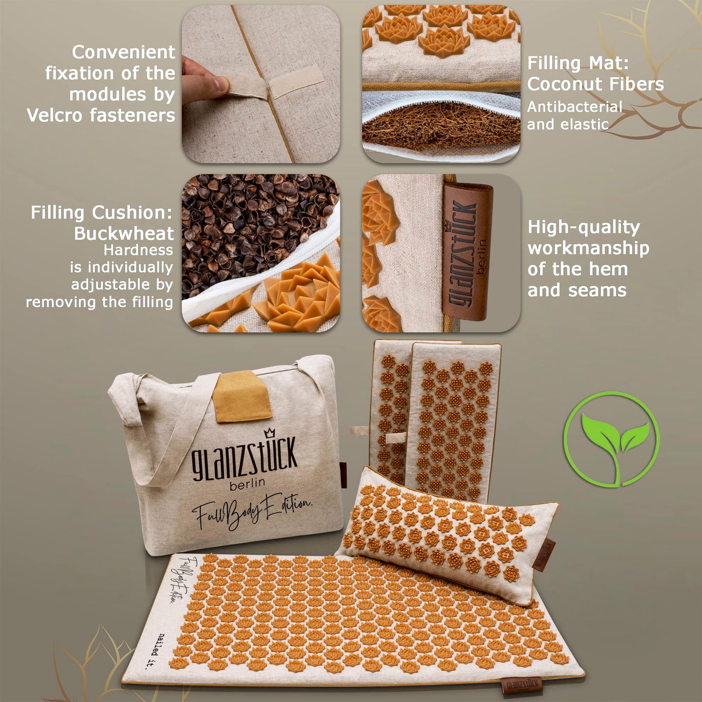 Glanzstück Berlin® Health Collection XXL Acupressure Mat Set for Full Body for Tension Headaches Glanzstück BerlinBuy Supplements Australia