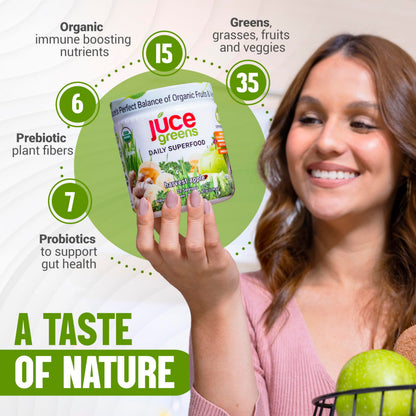 Terra Kai Organics JUCE Green Superfood Powder, Organic Fruits and Veggies Supplement W/ 77 Superfoods Plus Prebiotic Probiotic Blend, Harvest Apple Flavor - 20 Servings (250 g) Terra Kai OrganicsBuy Supplements Australia