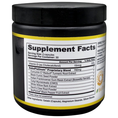 Saba Platinum Joint Support – High Absorption Curcumin C3 Reduct & Boswellia – Fast Acting Turmeric Supplement for Joint Pain Relief, Mobility & Healthy Inflammation Response – 60 Vegan Capsules SabaBuy Supplements Australia