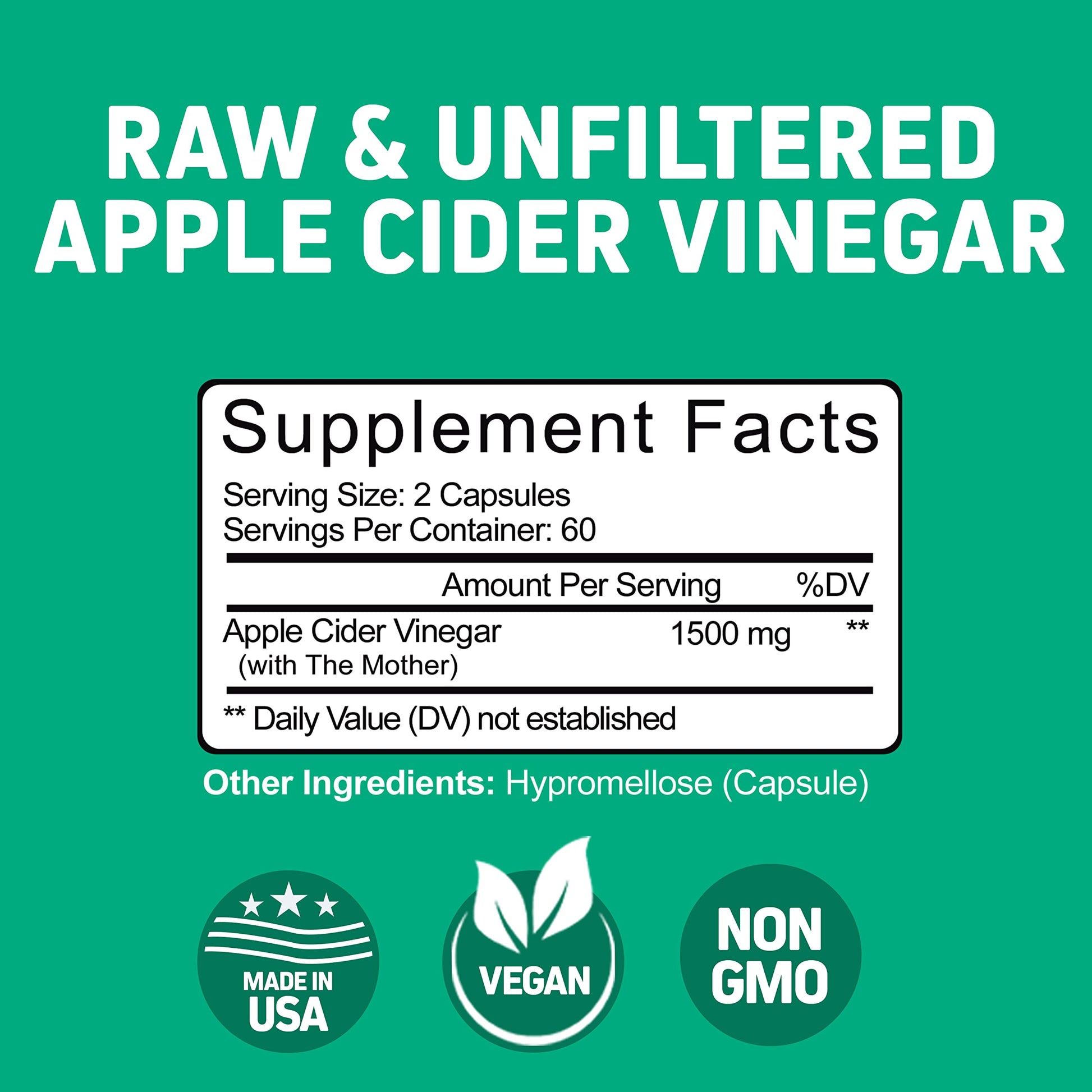 Herbtonics Raw Apple Cider Vinegar Capsules, 1500mg Detox Support (Packaging May Vary), 90 Caps HerbtonicsBuy Supplements Australia