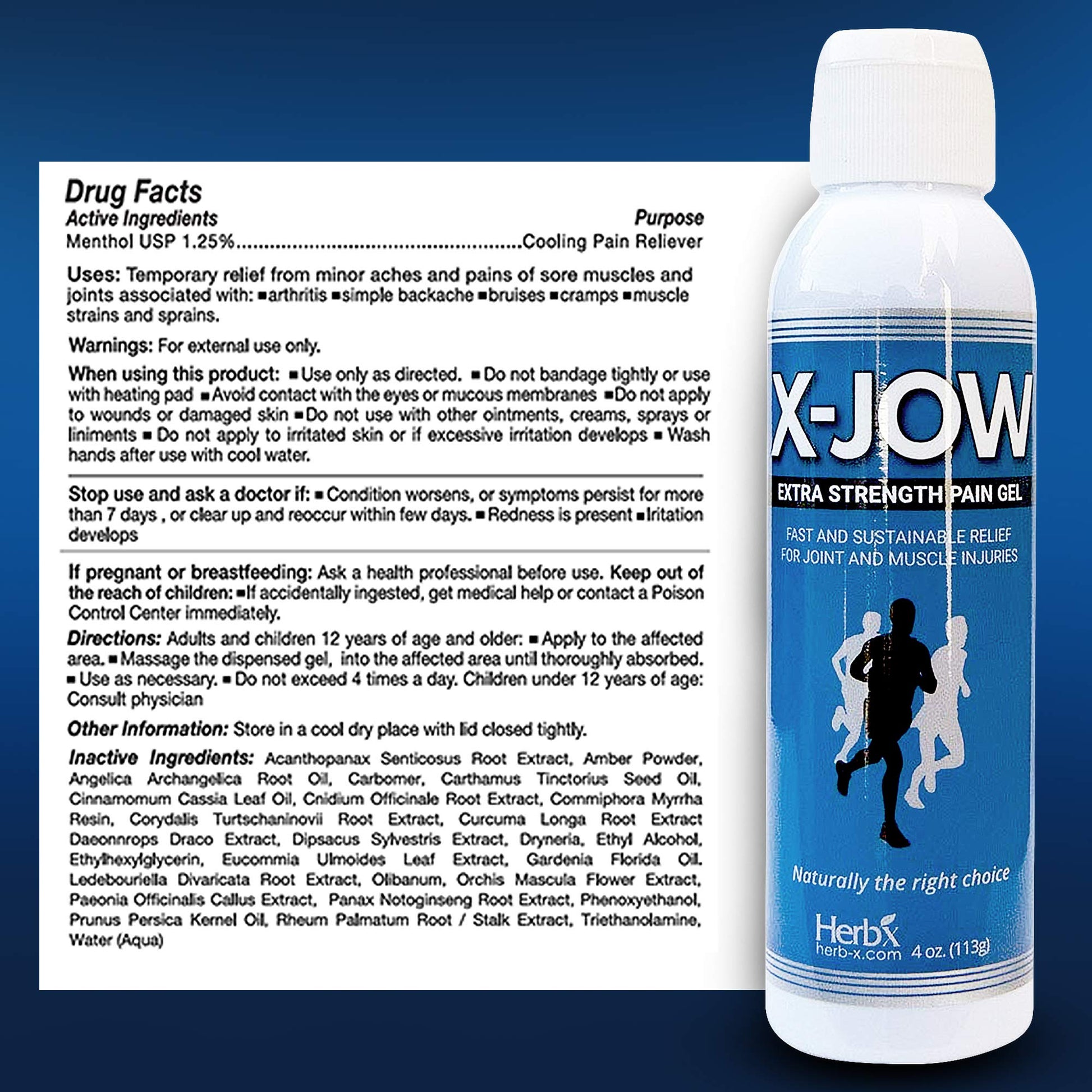 HerbX X-Jow Extra Strength Pain Relief Gel 4 oz - Herbal Massage Gel for Massage Therapy and Sports - Pain Terminator Cream for Muscles, Shoulders, and Joints Inflammation, Soreness and Discomfort x-jowBuy Supplements Australia