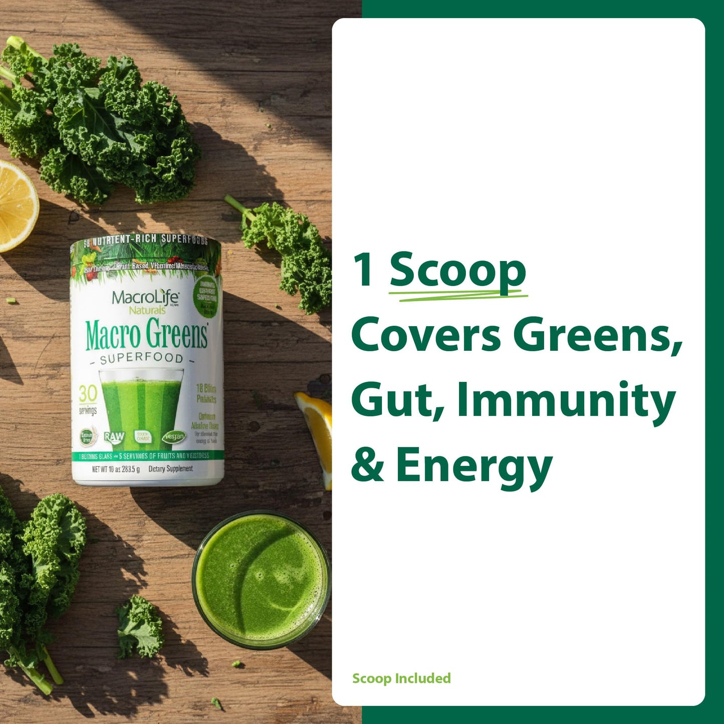 MacroLife Naturals Macro Greens Superfood Powder – 38 Superfoods with Probiotics, Digestive Enzymes & Adaptogens | Non GMO, Vegan, Gluten Free | 18B CFU | 10 oz (30 Servings) MacroLife NaturalsBuy Supplements Australia