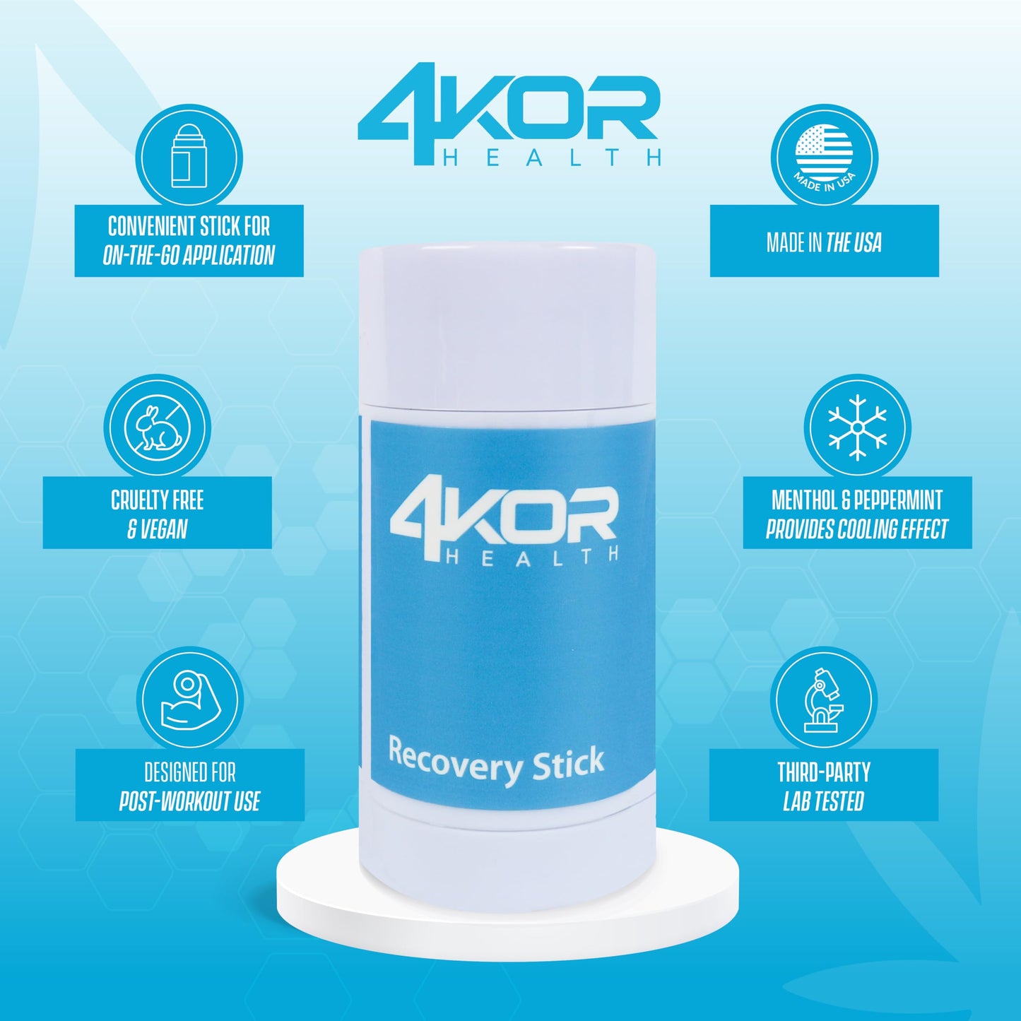 4KOR Hemp Infused Balm Stick – Topical Skin Balm with Cooling & Warming Sensation | Portable, Non-Greasy Twist-Up | 1 oz 4KOR FitnessBuy Supplements Australia