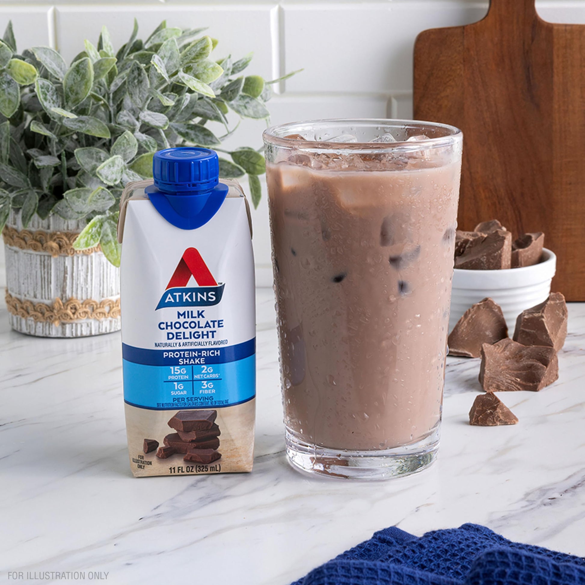 Atkins Milk Chocolate Delight Protein Shake, 15g Protein, Low Glycemic, 2g Net Carb AtkinsBuy Supplements Australia