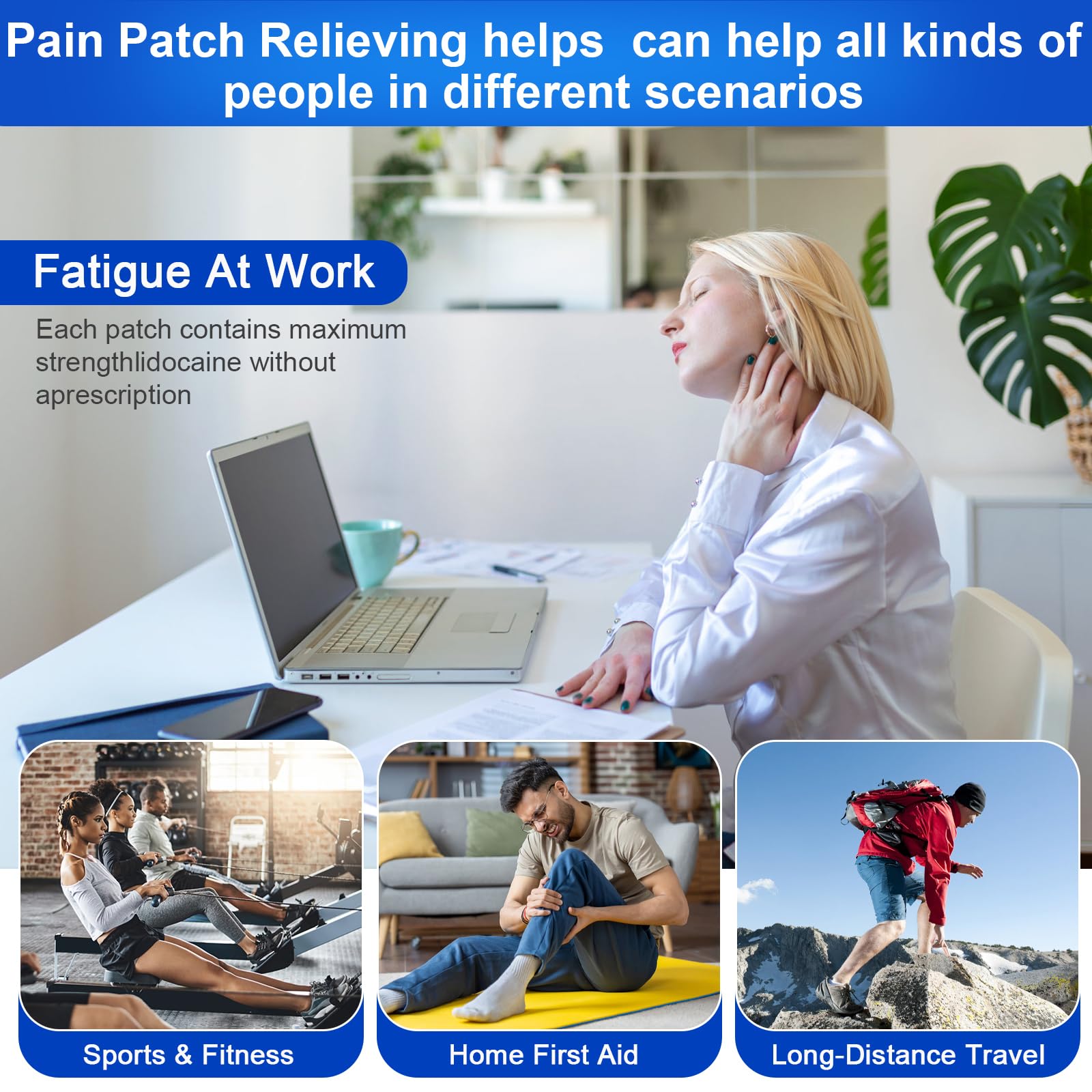 AROSLU Pain Relief Patches Lidocaine 4% ICY Patch Relieving Patch-12 Hour Acting Pain Patches-Muscle and Joint Pain Relief |Targets Neck,Back,Shoulders Pain relief-20patches AROSLUBuy Supplements Australia