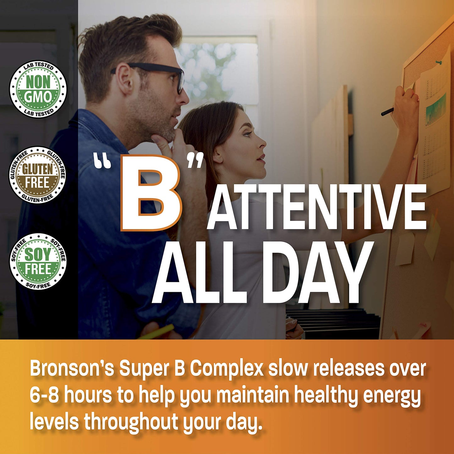 Bronson Super B Vitamin B Complex Sustained Slow Release Vitamin B1, B2, B3, B6, B9 BronsonBuy Supplements Australia