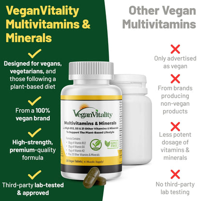 Vegan Vitality Immunity Booster Bundle 6 Months - Vegan Multivitamins and Vegan Omega 3 Algae Oil. High Strength Plant Based Formula for Immunity Vegan VitalityBuy Supplements Australia
