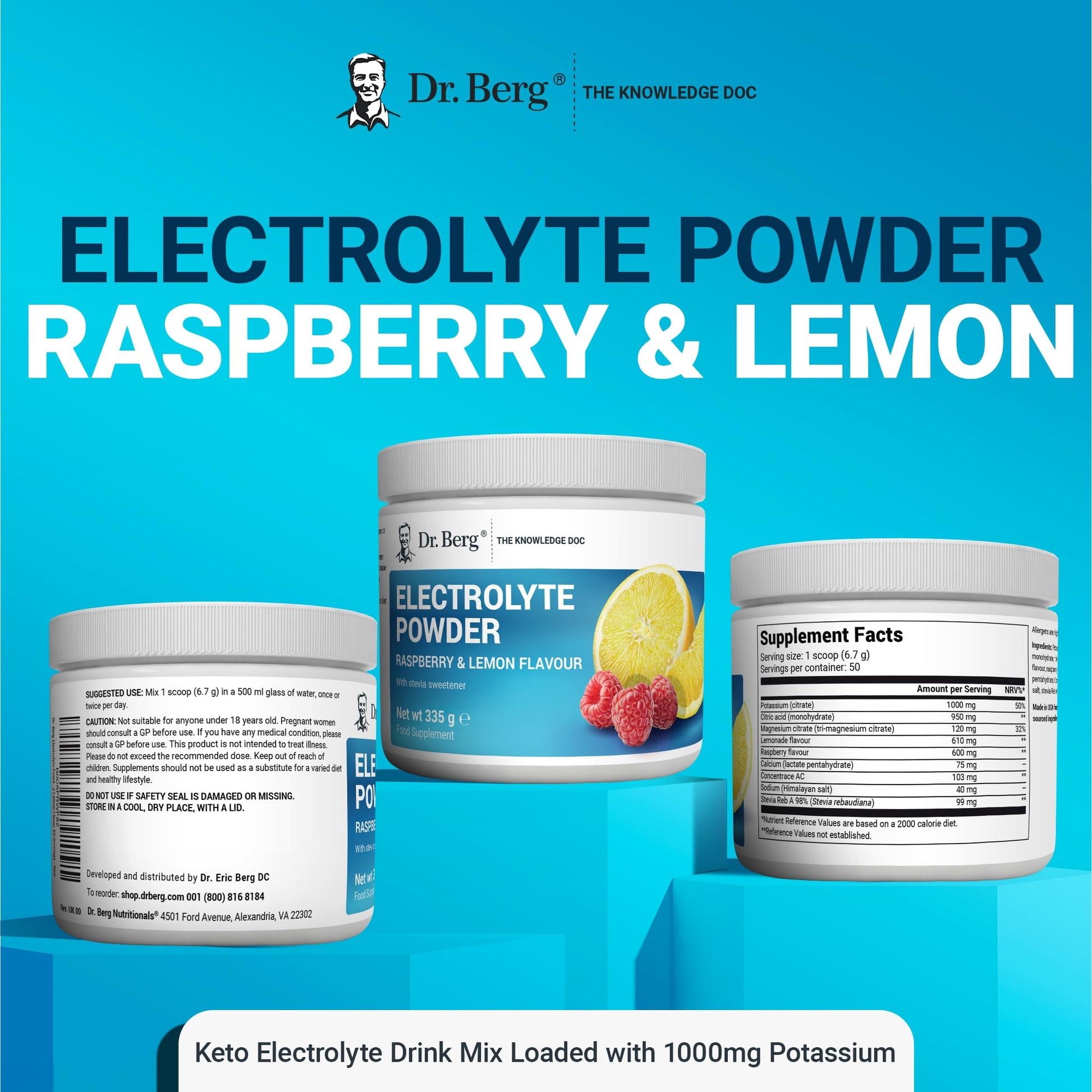 Dr. Berg Electrolyte Powder - Electrolyte Drink Supplements with 1000mg Potassium Dr. Berg NutritionalsBuy Supplements Australia