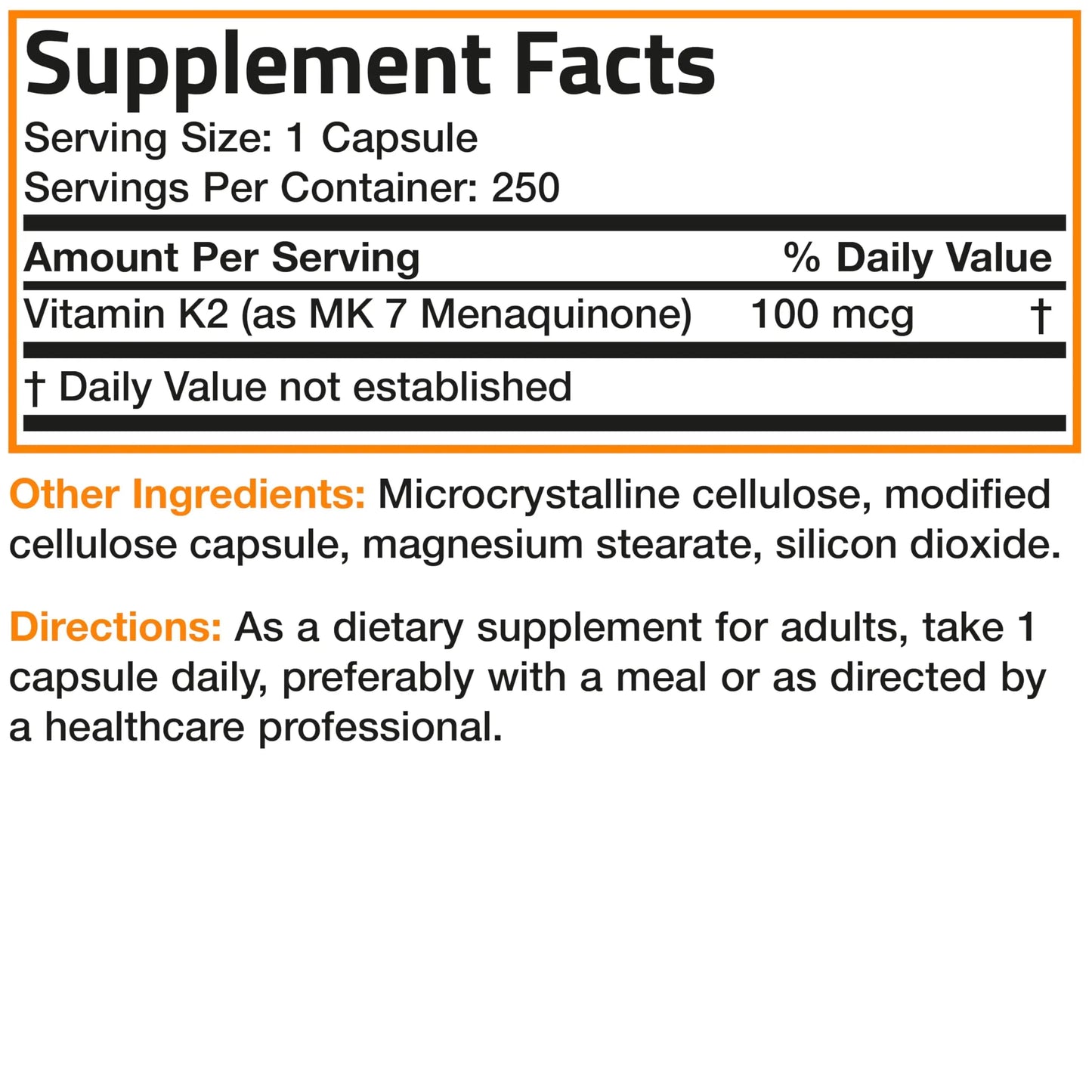 Bronson Vitamin K2 as MK-7 Menaquinone 100 mcg Non-GMO, 250 Capsules BronsonBuy Supplements Australia