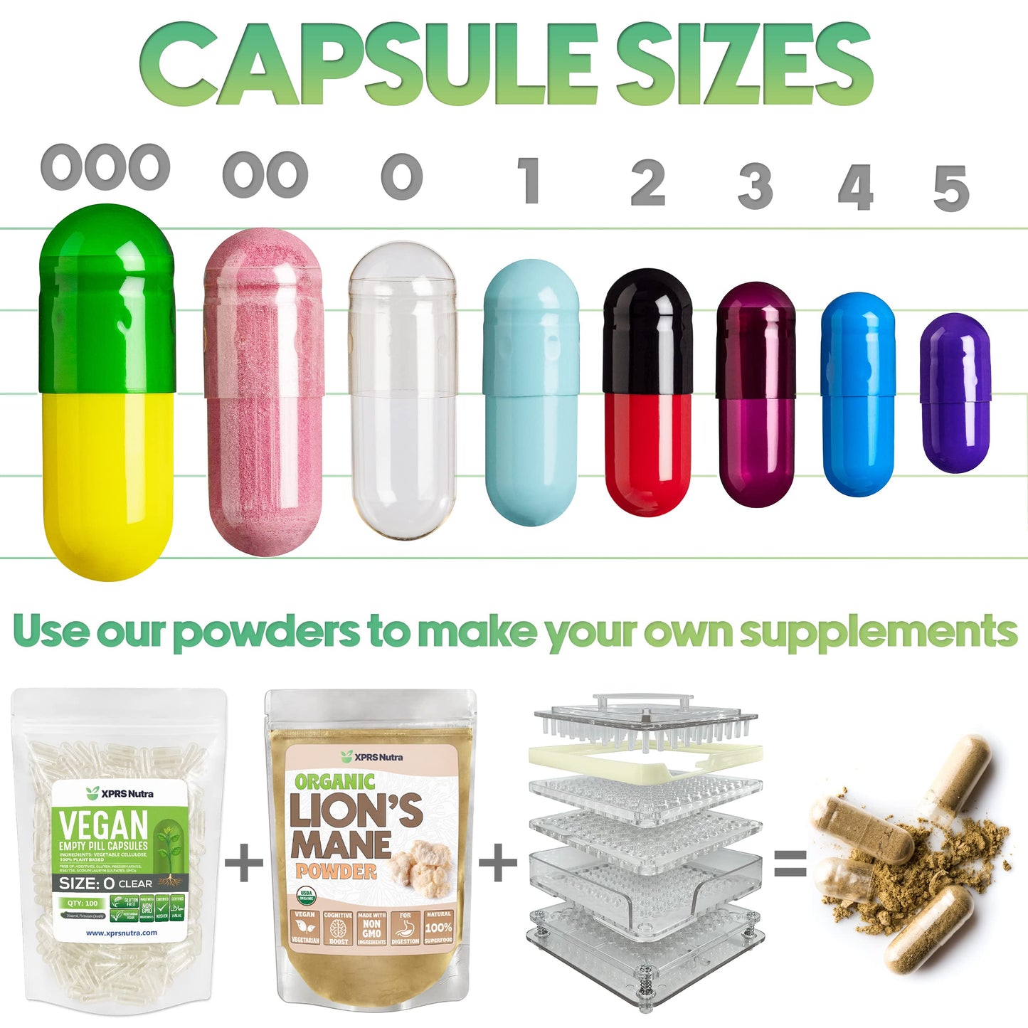 XPRS Nutra Size 00 Empty Capsules - 100 Count Empty Vegan Capsules - Vegetarian Empty Pills - DIY Vegetable Capsule Filling- Veggie Pill Caps (Lavender/White) XPRS NutraBuy Supplements Australia