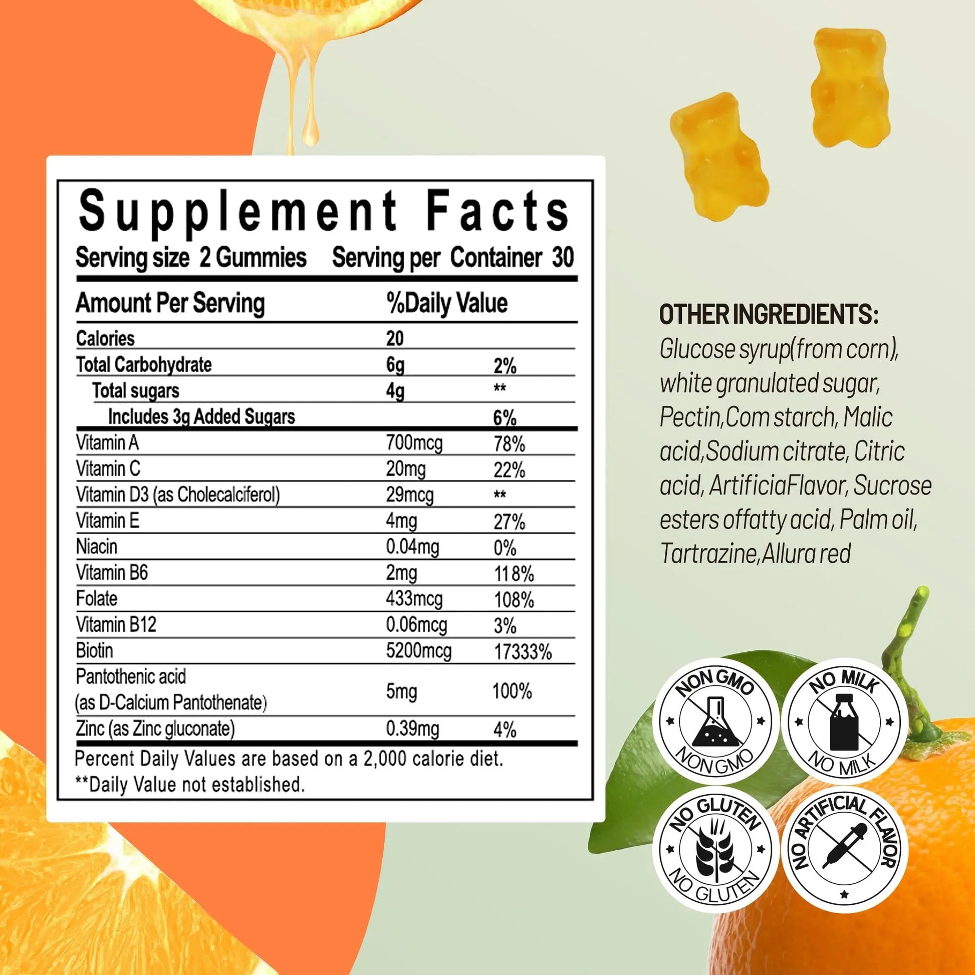 Faroromy Multivitamin Gummies for Adult 5200mcg Biotin, Citrus Flavored Daily Multivitamins with Vitamins A, C, D3, E, B6 and B12 FaroromyBuy Supplements Australia