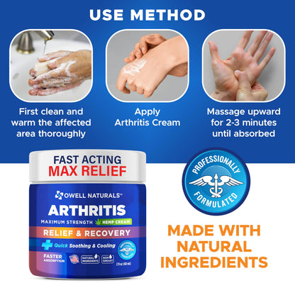 Owell Naturals Joint & Muscle Cream, Deep Penetrating, Maximum Strength Relief & Recovery for Joint & Muscles, Back, Knee, Legs, Hands, 2 Fl Oz Owell NaturalsBuy Supplements Australia