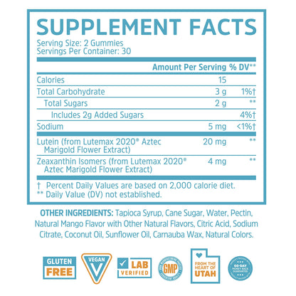 Zhou Screen Eyes Gummies - Lutein Gummies for Eye Health, Lutein and Zeaxanthin for Adults & Kids, Supports Eyesight, Blue Light Vision Health Formula - 60 Count ZHOUBuy Supplements Australia