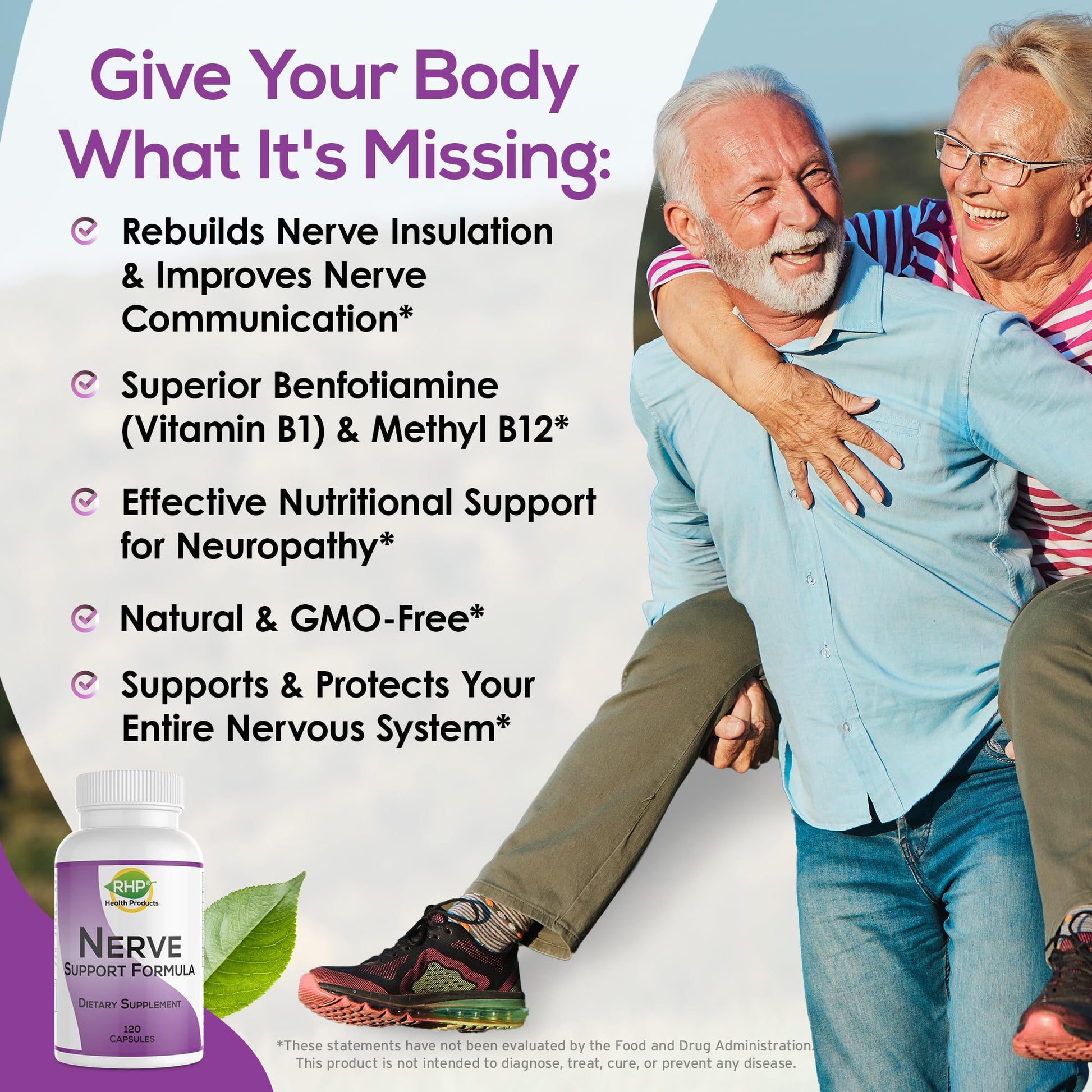 RHP Nerve Support Formula. Nutritional Support of Neuropathy, Nerve Relief from Aches, Nerve Pain & Discomfort. B-Complex with Benfotiamine and Methyl B12. 120 Capsules RHPBuy Supplements Australia