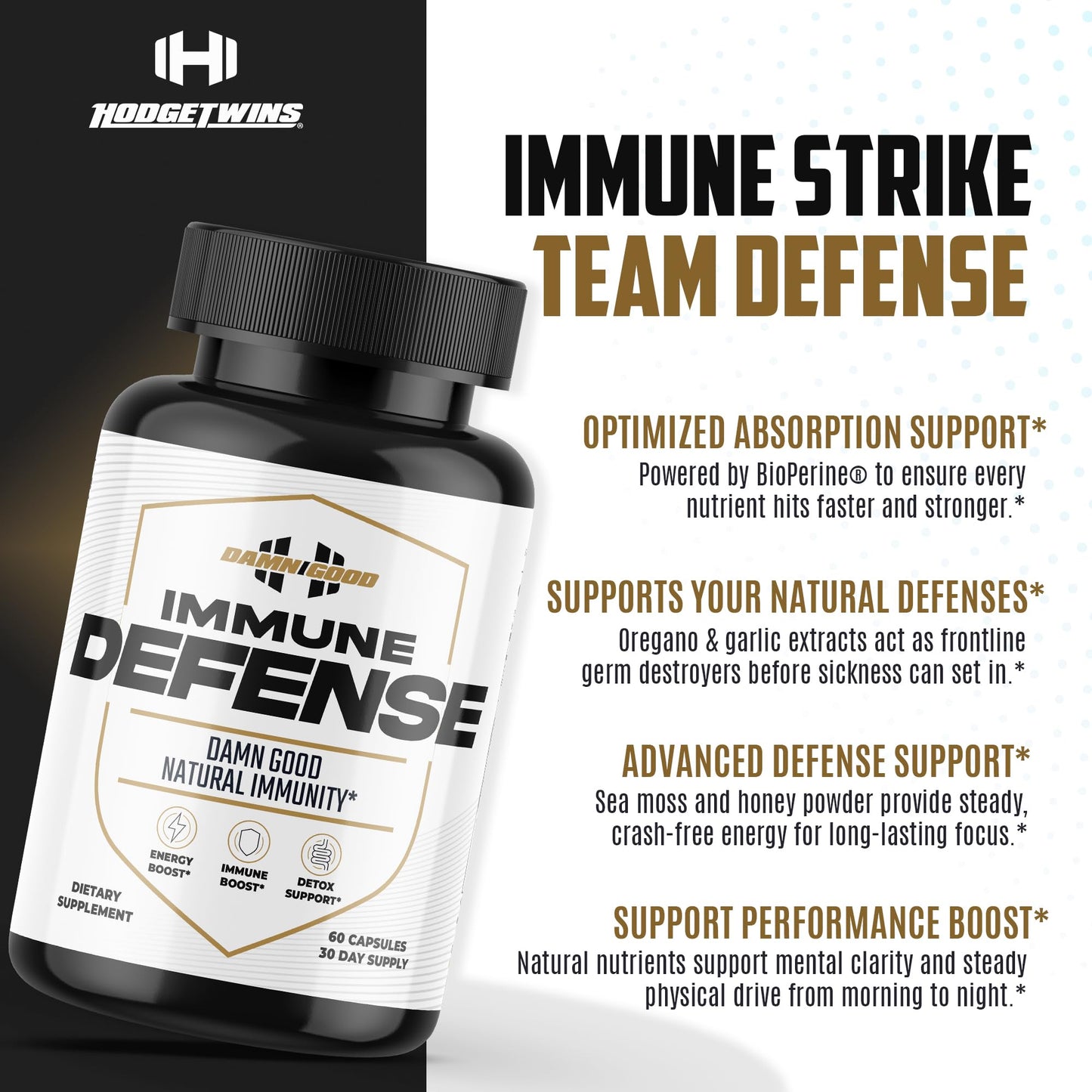 DAMN GOOD The Hodge Twins Immune Defense Supplement (60 Capsules) – Sea Moss Blend Capsules for Everyday Balance, Digestive Support, and Whole-Body Wellness with Vitamins, Minerals, and Botanicals DAMN GOODBuy Supplements Australia