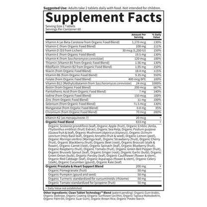 Garden of Life Organics Whole Food Multivitamin for Men 40+ 120 Tablets, Vegan Mens Multi for Health Garden of LifeBuy Supplements Australia