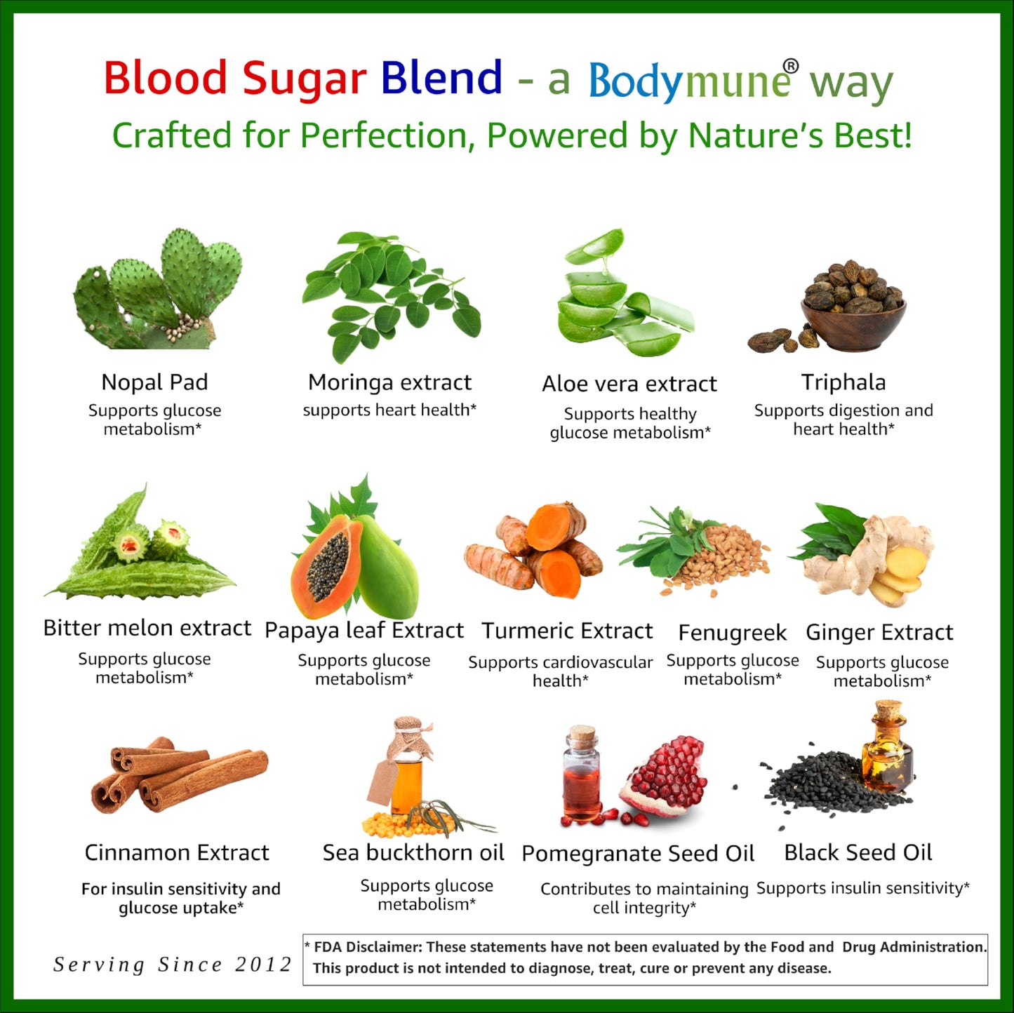 Bodymune USDA Organic Blood Sugar Blend | Supports Healthy Metabolism* | with Bitter Melon, Moringa, Aloe Vera, Nopal, Papaya Extracts & More | 60-Day Supply | Vegan & Non-GMO | USA-Made BodymuneBuy Supplements Australia