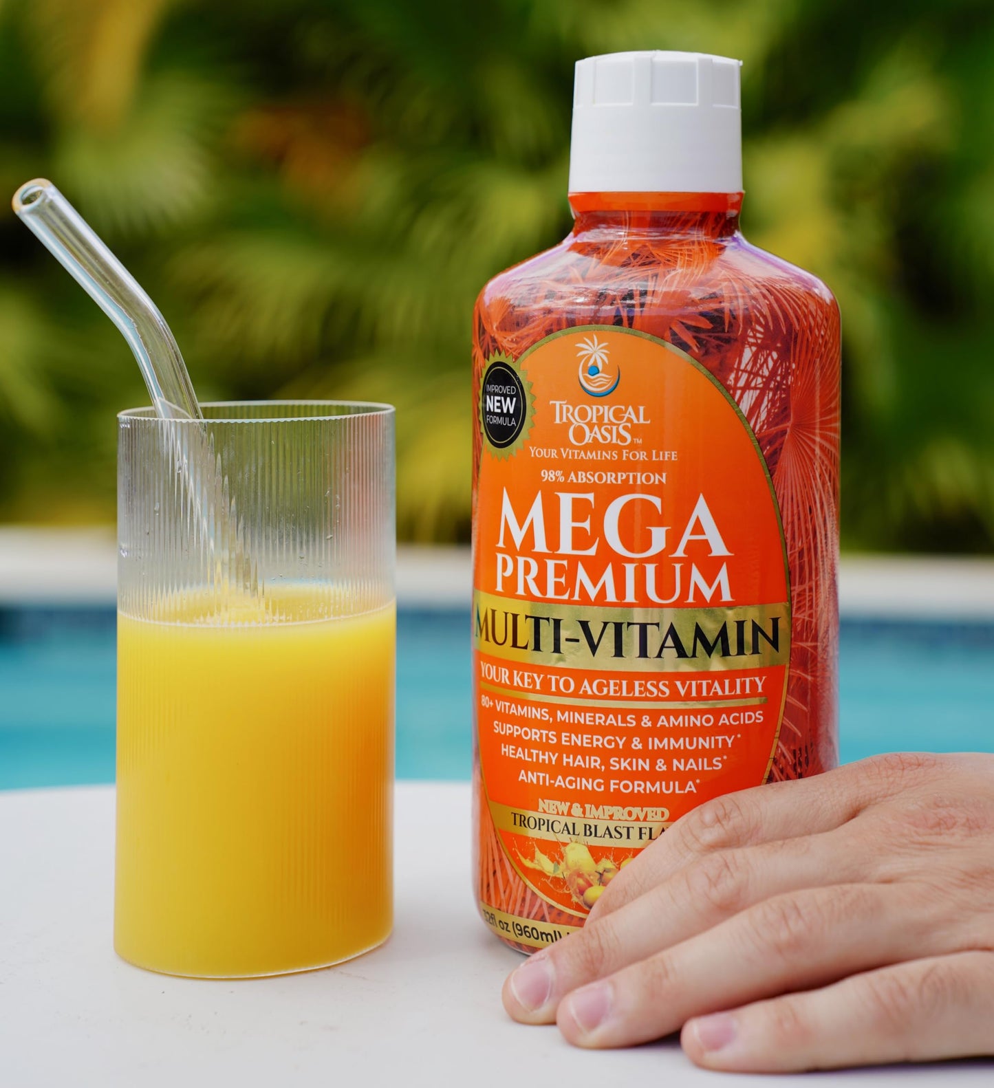 Mega Premium Liquid Multivitamin | Natural Immune Support Vitamin w/ 1333% Vitamin C, 200% D3, Zinc + 20 Vitamins, 70 Minerals, & 21 Amino Acids | Sugar Free | Orange Flavor | 98% Absorption | 32 Serv Tropical OasisBuy Supplements Australia