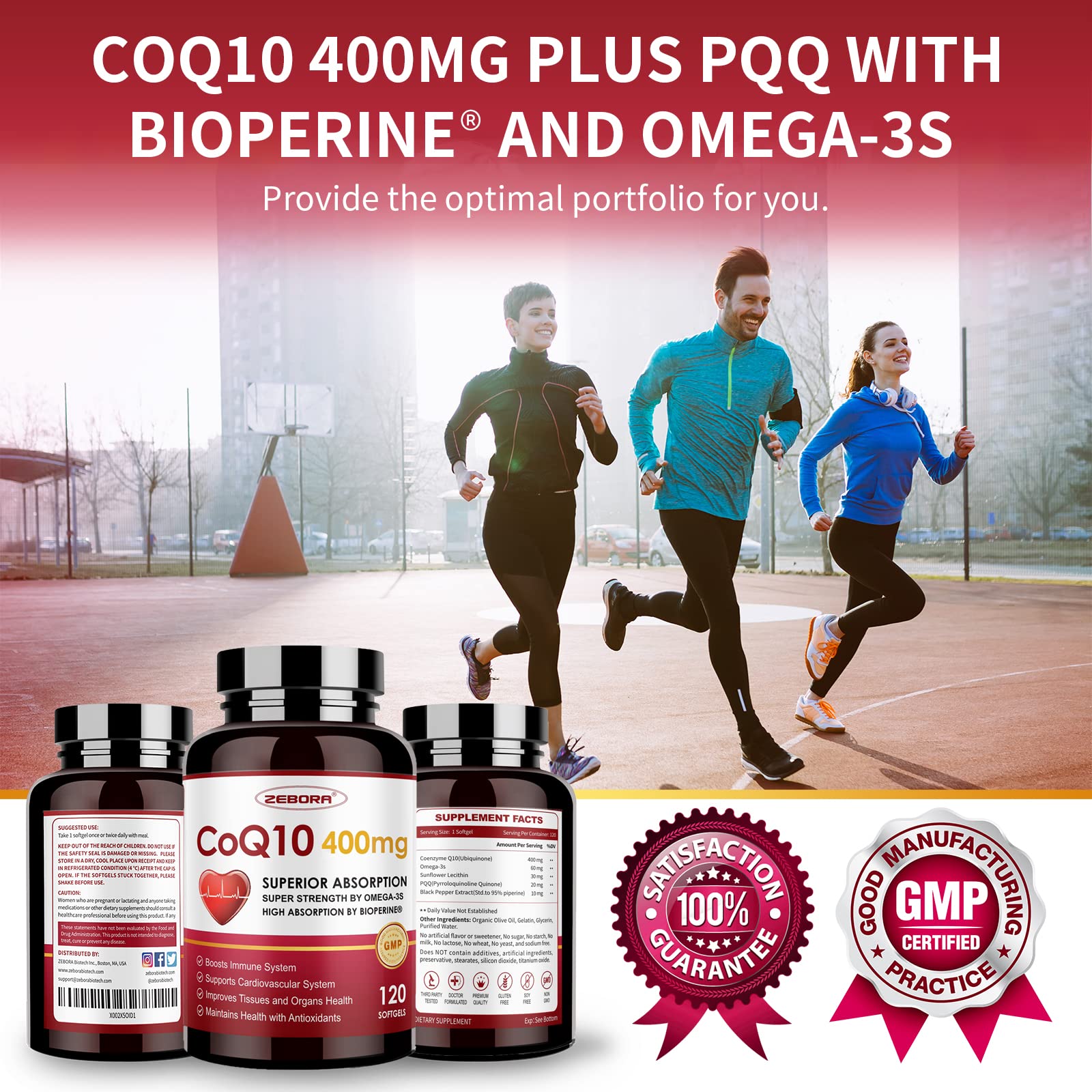 CoQ10-400mg-Softgels with PQQ, BioPerine & Omega-3, Coenzyme Q10(Ubiquinone) ZEBORABuy Supplements Australia